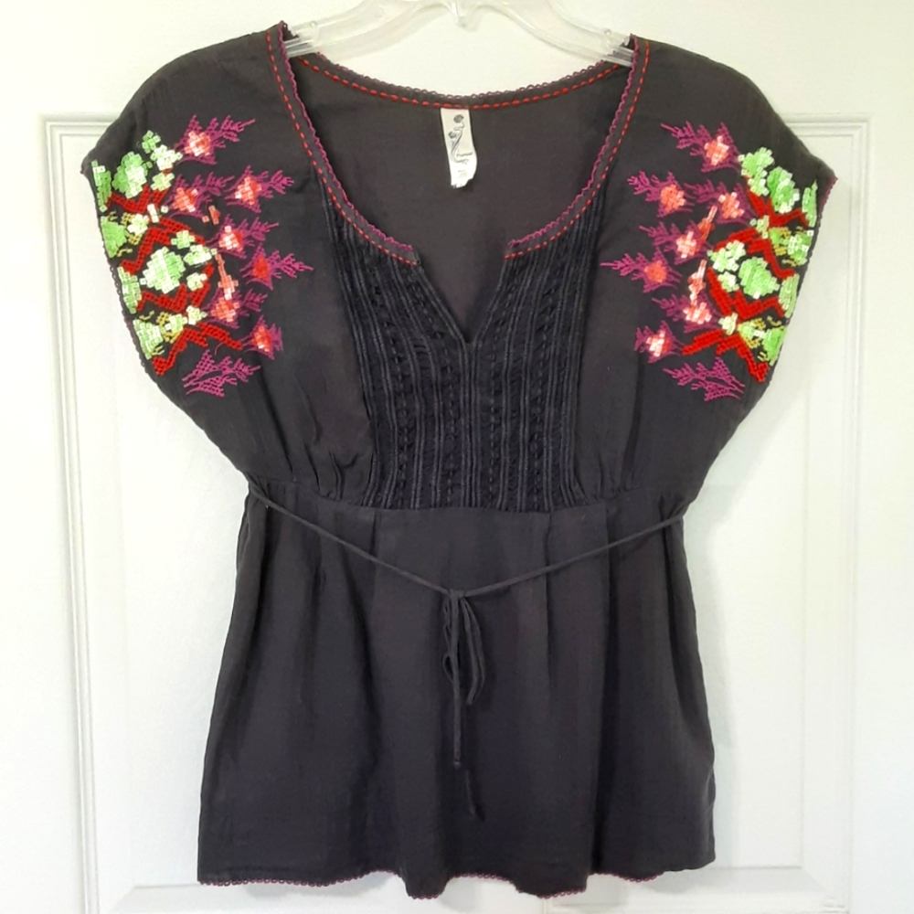 Anthropologie Floreat Peasant Style Top